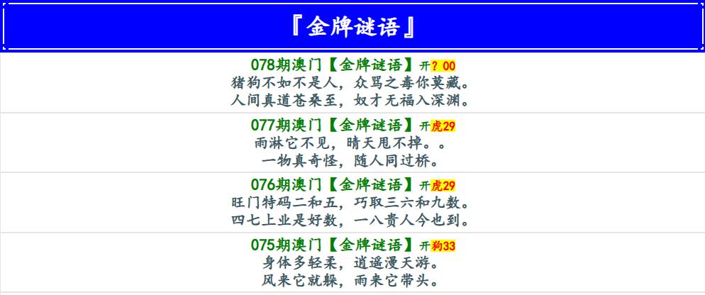 078期金牌谜语[图]